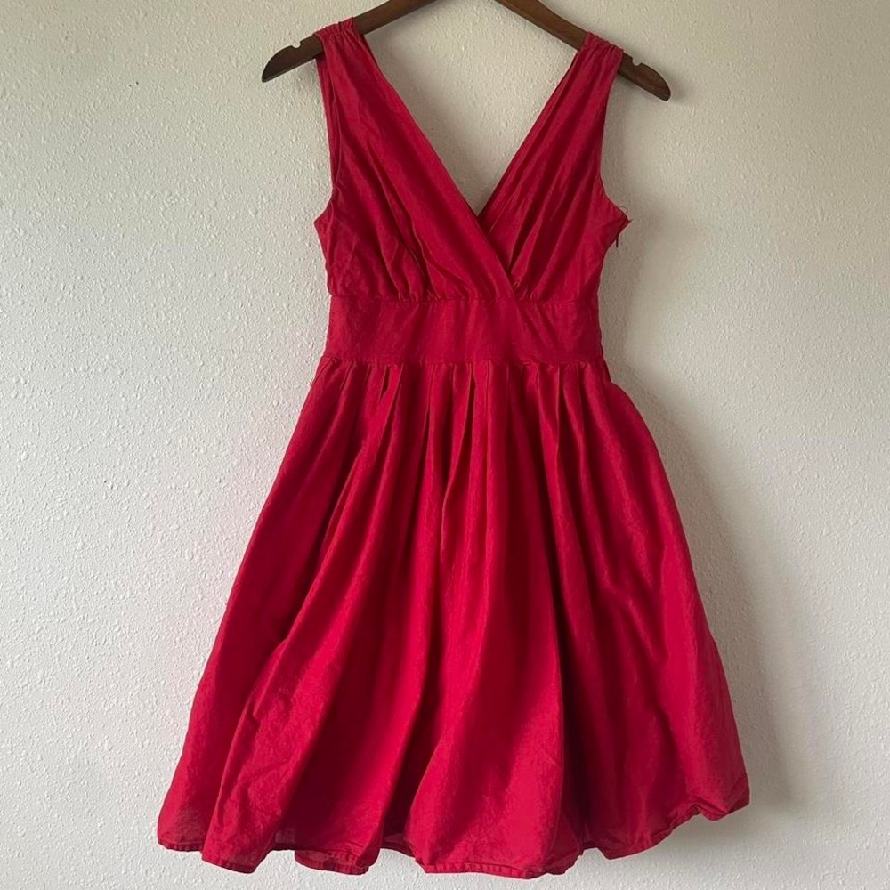 2000s Cherry Red‎ Coquette Twee Flowy Dress